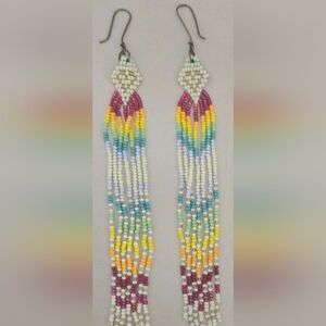 LONG 4" Colorful Beaded Earrings Y2K